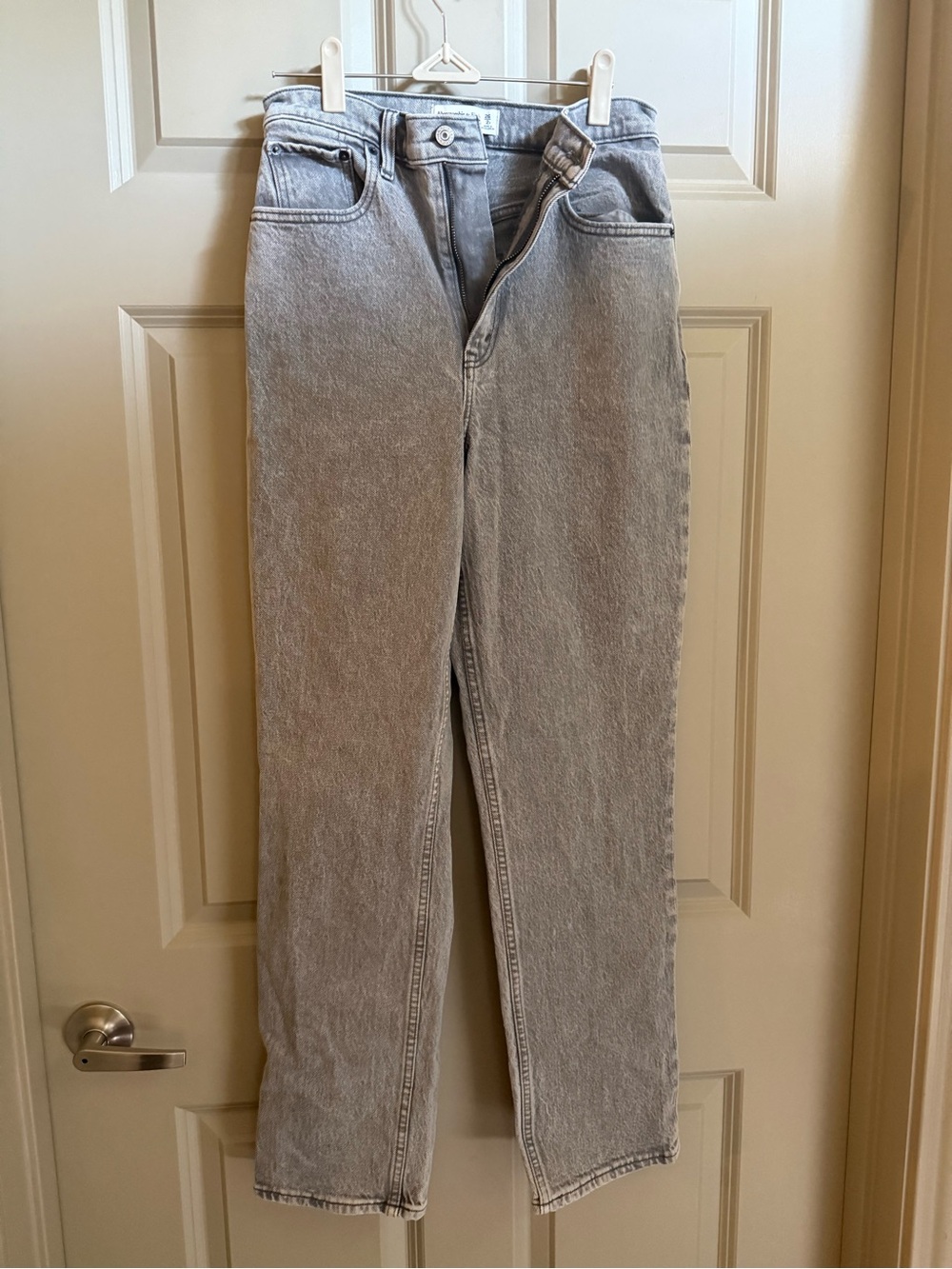 Abercrombie & Fitch Gray High-Rise Straight Jeans